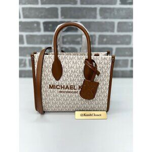 Michael Kors tote mirella small shopper top zip handbag crossbody Vanilla